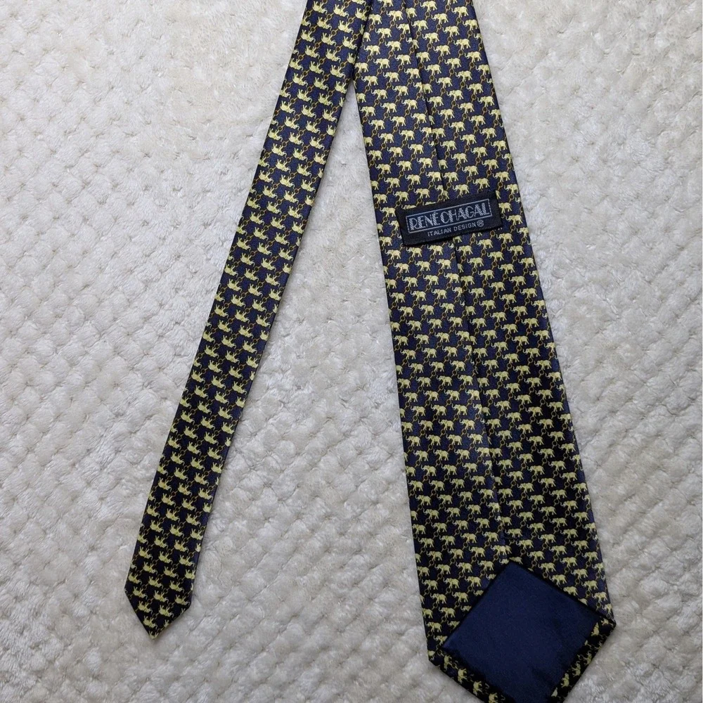 Vintage‎ René Chagall Silk Tie | Elephant Print | Italian Design